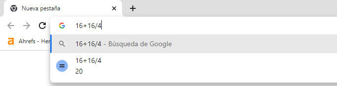 busqueda simple calculo en chrome